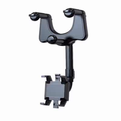 Dawndesslo Holder HP Mobil Adjustable Rearview Mirror Car Phone Holder - ZJ099 - Black — gambar 2