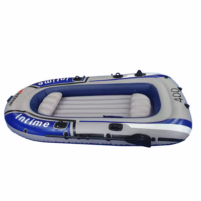 INTIME 400 Perahu Karet Mancing Inflatable Fishing Boat 4 Person - YT-099 - White/Blue — gambar 2