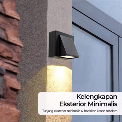 TaffLED Lampu Dinding Outdoor Aluminium Waterproof LED 3W Warm White - WD079 - Black — gambar 2