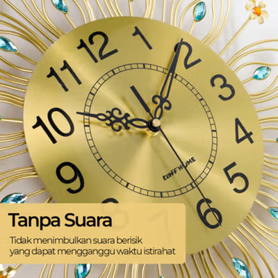 TaffHOME Jam Dinding Bulat Quartz Clock Geometric Pendulum 44 cm - H79B - Golden — gambar 2
