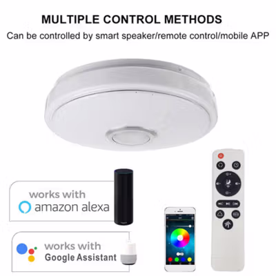 Smuxi Lampu Plafon LED RGB Ceiling Light Bluetooth Speaker 36W 32 cm - BR1530 - White — gambar 2
