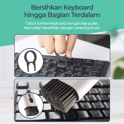 TaffHOME Sikat Pembersih Keyboard Folding 7in1 with Key Puller - Q6E - Dark Gray — gambar 2