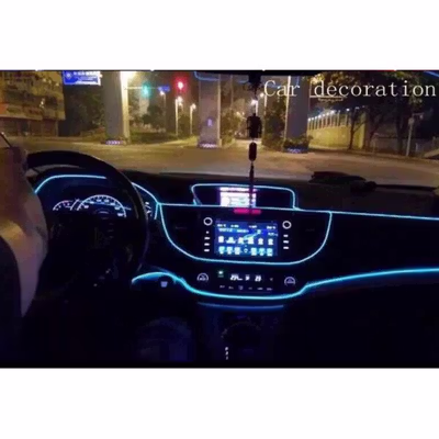 STAVOLAN Lampu Hias Neon Car Interior Ambient EL Light USB 5V 3M - STU-33 - Blue — gambar 2