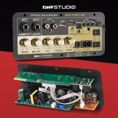 TaffSTUDIO Papan Audio Amplifier Karaoke Bluetooth with Optical Fiber - D50 - Black — gambar 2