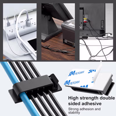 DRIVUU Klip Penjepit Kabel Tempel R-Shaped Cable Organizer 5 Holes - DR-515 - Black — gambar 2