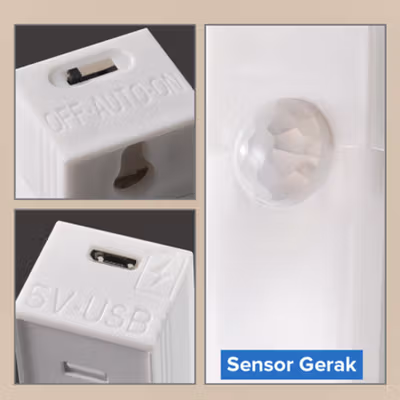 CNP Lampu Tempel Lemari Mini Sensor PIR Cabinet Light Cool White USB - CN-100 - Silver — gambar 2