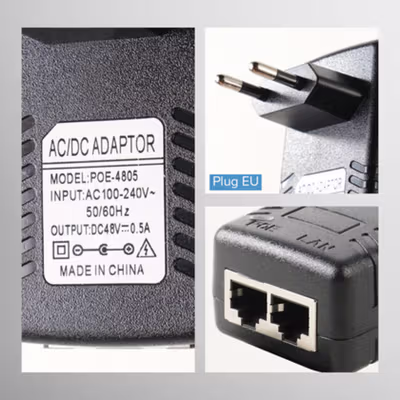 DLK Adaptor PoE Injector Ethernet EU Plug 48V 0.5A - POE-4805 - Black — gambar 2