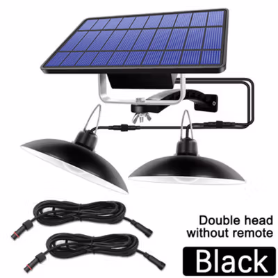 AMARYLLIS Lampu Gantung Hias Outdoor Solar IP65 Warm White 2 Lamp - AMR650 - Black — gambar 2