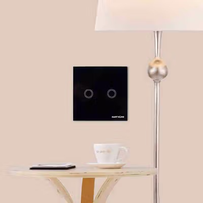 TaffHOME Saklar Lampu Luxury Touch LED with Remote 2 Gang - XJG-DH001 - Black — gambar 2