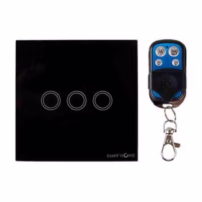 TaffHOME Saklar Lampu Luxury Touch LED with Remote 3 Gang - XJG-DH001 - Black — gambar 2