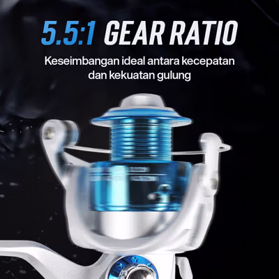 YUMOSHI Reel Pancing Spinning Fishing Reel 5.5:1 SA Series SA5000 - Silver Blue — gambar 2