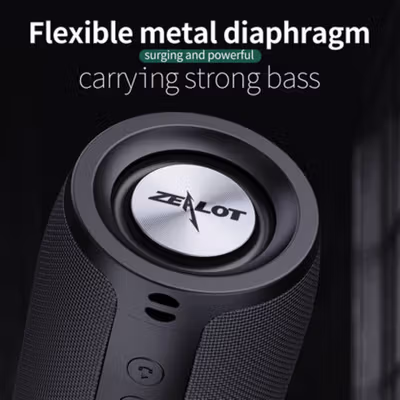 ZEALOT Speaker Portable Bluetooth 5.2 TWS Waterproof IP65 1800mAh - S51 - Black — gambar 2