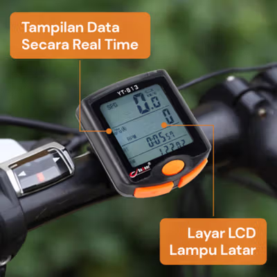 BOGEER Speedometer Sepeda Digital Wireless Odometer LED Waterproof - YT-813 - Black — gambar 2