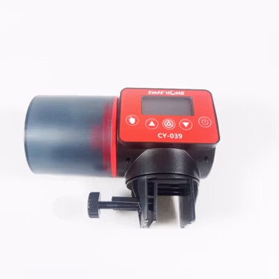 TaffHOME Dispenser Makanan Ikan Otomatis Fish Feeder Timer 200ml - CY-039 - Black/Red — gambar 2
