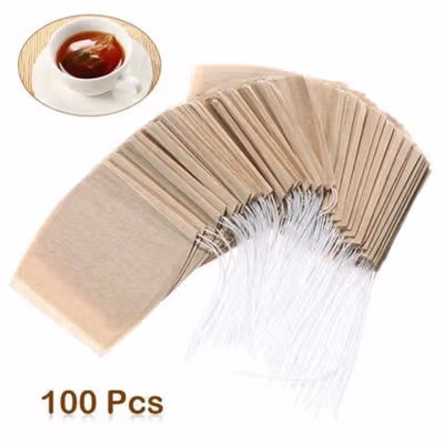 XiangYi Kantong Teh Celup Kertas Disposable Tea Bag 100 PCS 5x7 cm - TB75 - Brown — gambar 2