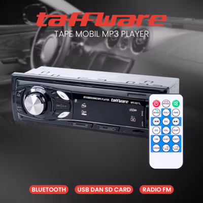 Taffware Tape Mobil Audio MP3 Player Bluetooth 5.0 60W with Remote - MP3-S211L - Black — gambar 2