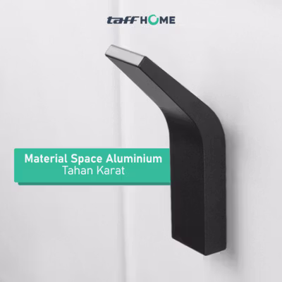 TaffHOME Gantungan Dinding Bathroom Wall Hook Hanger Space Aluminium - MT15 - Black — gambar 2