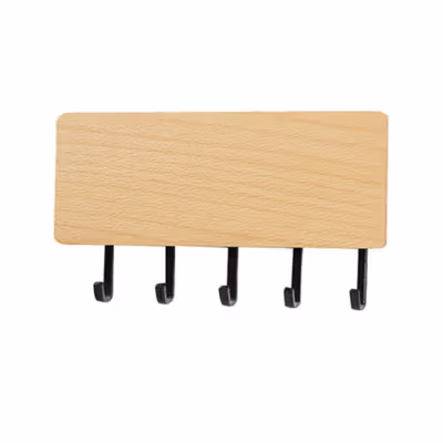 TaffHOME Gantungan Dinding Wall Hook Hanger Wooden 5 Hook - MU20 - Brown — gambar 2