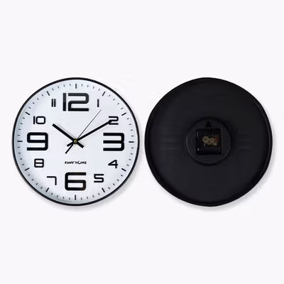 TaffHOME Jam Dinding Bulat Quartz Silent Movement 29cm - H6588 - Black White — gambar 2