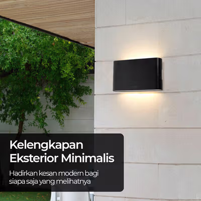TaffLED Lampu Dinding Hias Outdoor Minimalis Waterproof Warm White 12W - NR-10 - Black — gambar 2