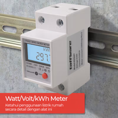 Taffware kWh Meter Pengukur Listrik Power Voltmeter 220V - DDS667 - White — gambar 2