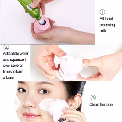 ETUDE Facial Cleansing Pad Scrub Brush Octopus Jellyfish - GZ03 - Pink — gambar 2