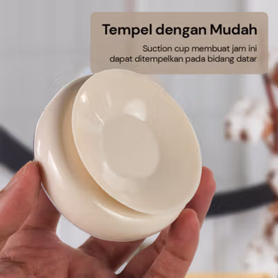 Hellobear Jam Dinding Tempel Wall Clock with Suction Cup Waterproof - V99 - White — gambar 2