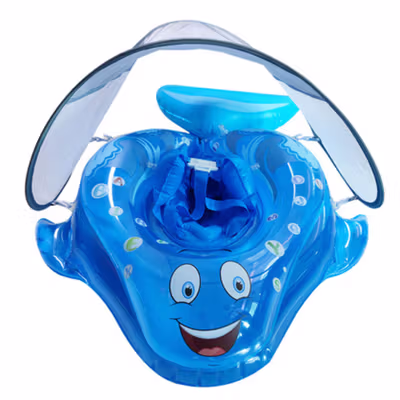 LEYOUME Ban Renang Anak Pelampung PVC Safety Swim Trainer Fish - FY080 - Blue — gambar 2