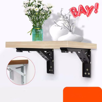 XIDA Bracket Siku Rak Dinding Penyangga Stainless Steel 60kg 2 PCS 8 Inch - NED-6112 - Black — gambar 2