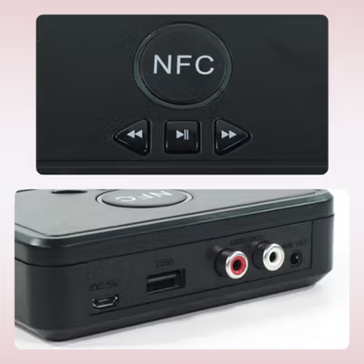 TaffSTUDIO Audio Bluetooth 5.0 Receiver Adapter NFC RCA AUX - D10 - Black — gambar 2