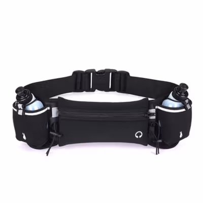 Babundo Tas Pinggang Olahraga Lari dengan 2 Botol Running Waist Bag - RUN051A - Black/Black — gambar 2
