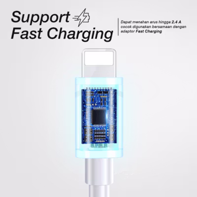 Kabel Data Lightning Multifungsi Fast Charging 2.4 A 1M - S-IP5G - White — gambar 2