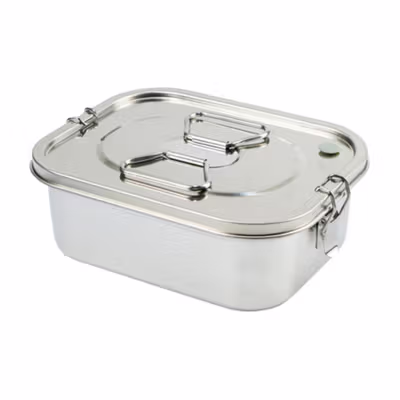 HE JIA FAN LE Kotak Makan Lunch Box Stainless Steel 304 2L Triple Compartment - HS233 - Silver — gambar 2