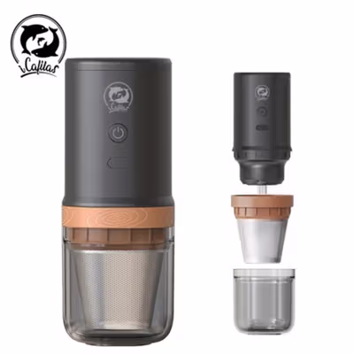 iCafilas Alat Penggiling Kopi Elektrik Coffee Grinder 2in1 Dripper - FK13 - Black — gambar 2