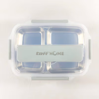 TaffHOME Life Kotak Makan Anti Tumpah Lunch Box 3 Grid 1.5L - CPL050 - Blue — gambar 2