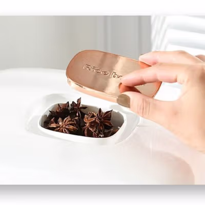 TaffHOME Tempat Beras Dispenser Rice Box Container Insect Proof 10kg - DK32 - White/Gold — gambar 2