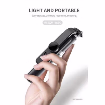 FANGTUOSI Tripod Hp Tongsis Monopod Portable Bluetooth with LED Light - QO2S - Black — gambar 2
