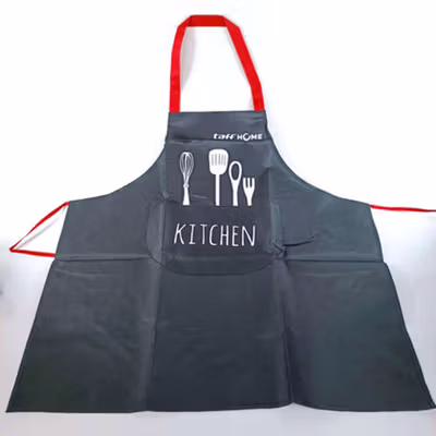 TaffHOME Celemek Masak Apron Dapur Model Kantong Pola Spatula - JJ41 - Black — gambar 2