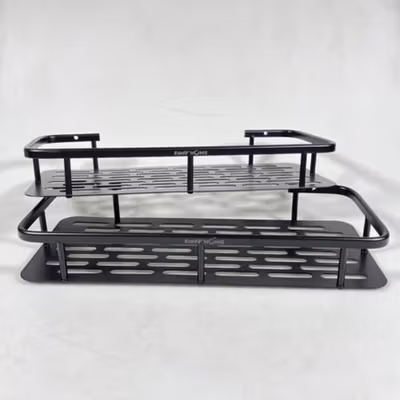 TaffHOME Rak Gantung Kamar Mandi Organizer Rack Aluminium 2 PCS - SHR241 - Black — gambar 2
