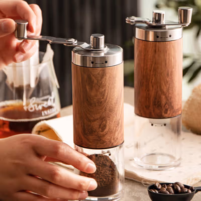 Damisu Alat Penggiling Kopi Manual Coffee Grinder Adjustable - DSU-17 - Brown — gambar 2