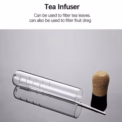 RAZZUM Saringan Teh Kaca Filter Reusable Infuser Glass Tube - RZ155 - Transparent — gambar 2