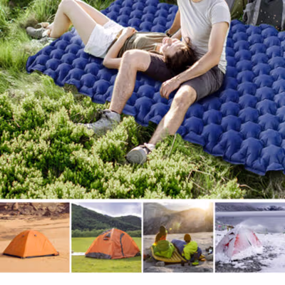EVURU Kasur Matras Angin Double Inflatable Moistureproof Foldable - ER-125 - Dark Blue — gambar 2