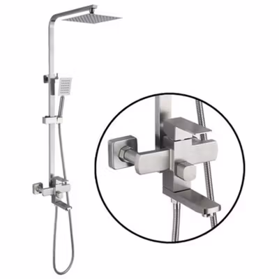 KEMAN Shower Mandi Set Portable Lifting Top Stainless Steel 304 - KM-8 - Silver — gambar 2