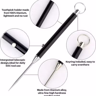 Geilihome Tusuk Gigi EDC Multifungsi Portable Titanium Alloy - GLH-72 - Black — gambar 2