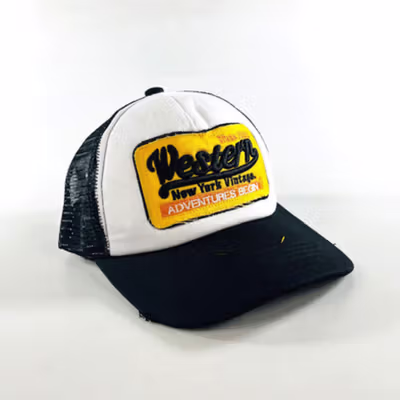 FLB Topi Trucker Jaring Mesh Hat Western New York Vintage - F207 - Black — gambar 2