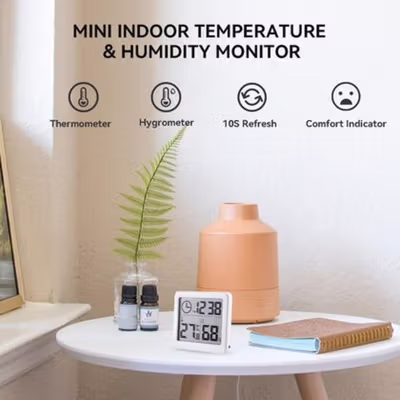 JGD Jam Digital Meja Dinding Thermometer Hygrometer Sensor - ZL20 - White — gambar 2
