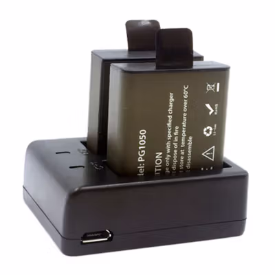 Charger Baterai 2 Slot with 2PCS Baterai for EKEN H9 H9R SJCAM - AX-SJ4000SC - Black — gambar 2