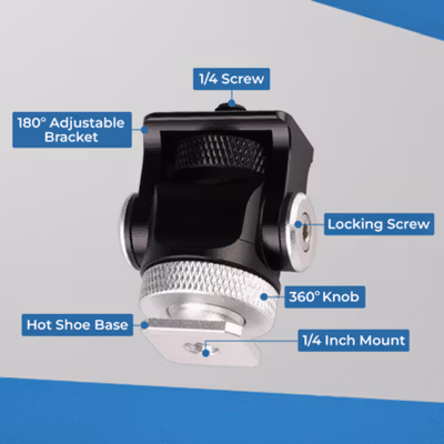 FRAFLOR Ball Head Camera Monitor Adjustable Pan Tilt Hot Shoe 1/4 Inch - FR180 - Black — gambar 2