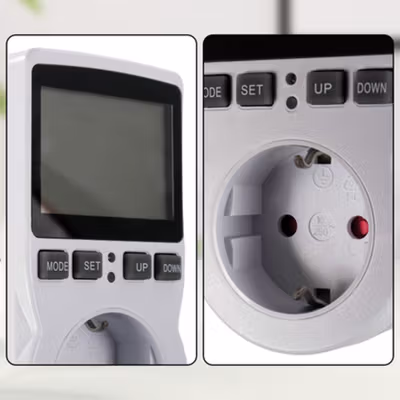 CMS Stop Kontak Watt Meter Overload Cost Alarm Digital Display - PM04-B - White — gambar 2