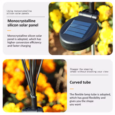 TaffLED Lampu Taman Outdoor Firefly IP65 Solar Panel Warm White 3000K - H-10 - Black — gambar 2
